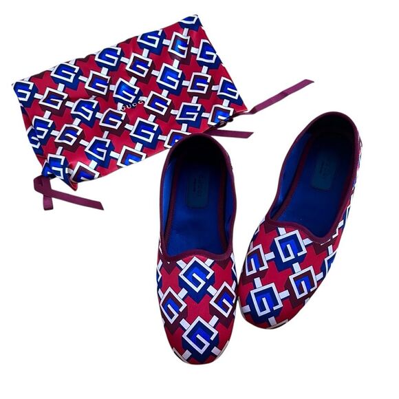 Gucci Satin Voyage Eco Geometric Print Slippers Flats Size 12 Women’s  10 Men’s - Picture 2 of 11